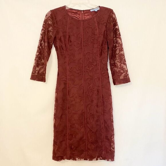Antonio Melanie Burgundy colored lace dress size 2 - Picture 2 of 5